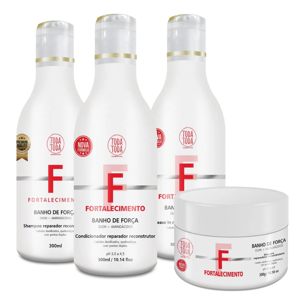 Kit 4 Itens Fortalecimento Shampoo, Condicionador, Leave-in e Máscara TodaToda em Oferta na Shopee