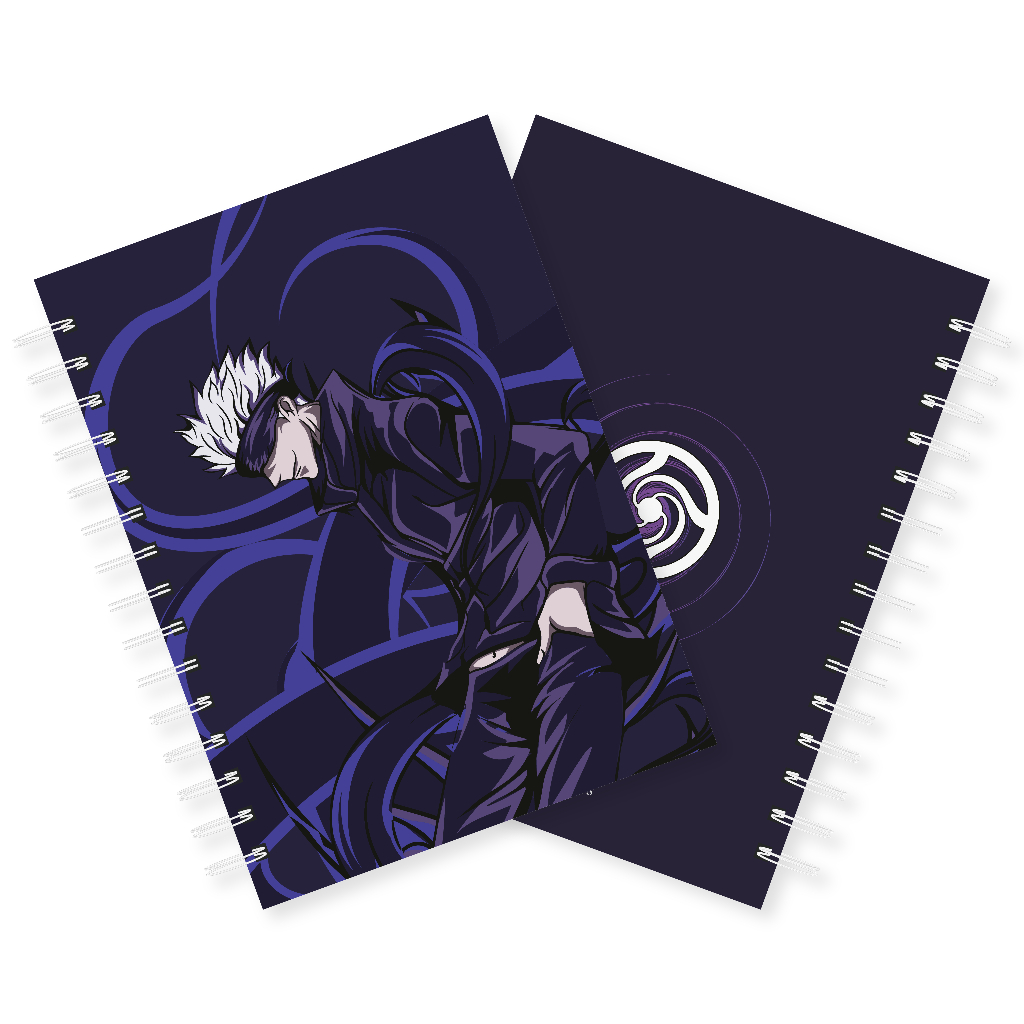 Caderno Gojo A5 Anime Jujutsu Kaisen Capa Dura Wire-o Miolo Pautado 95 folhas 75g