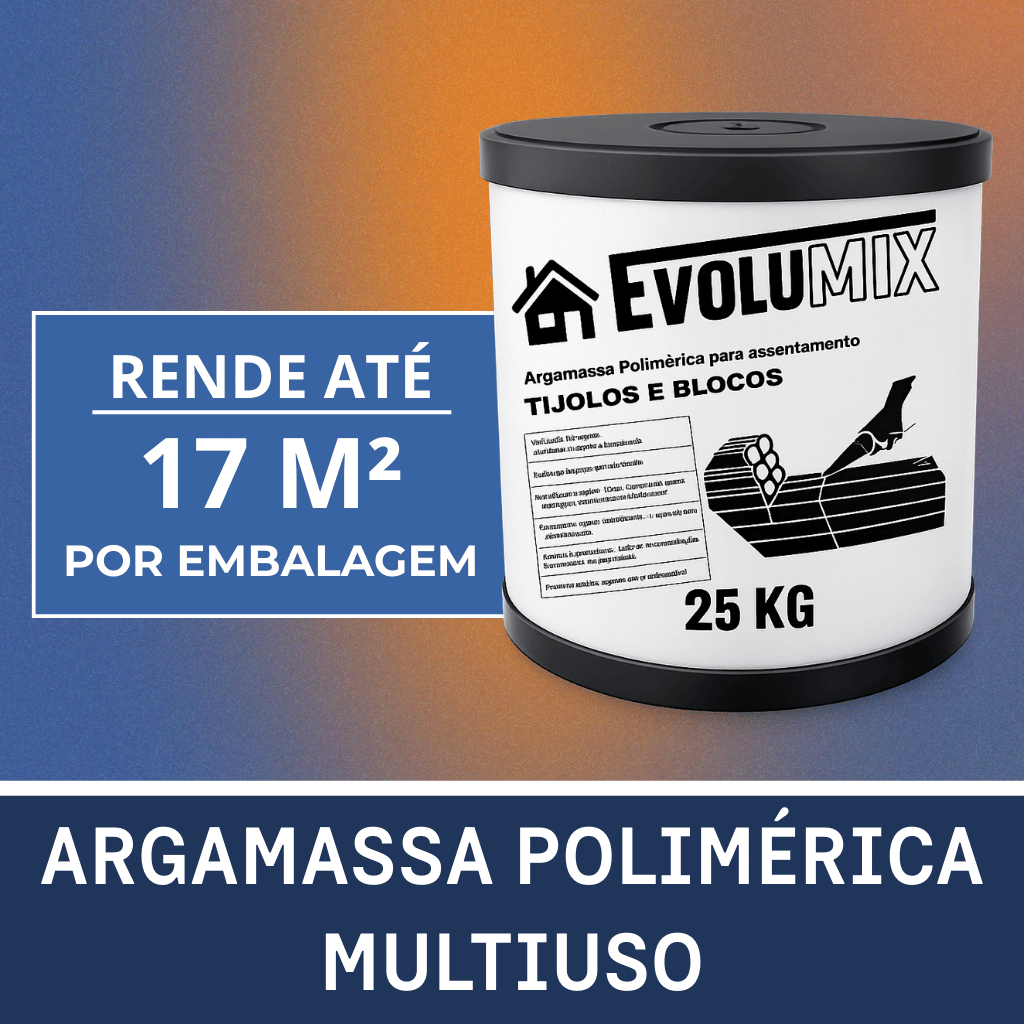 Argamassa Polimérica Evolumix 25kg Econômica e Sustentável p/ Blocos e Tijolos na Sua Obra