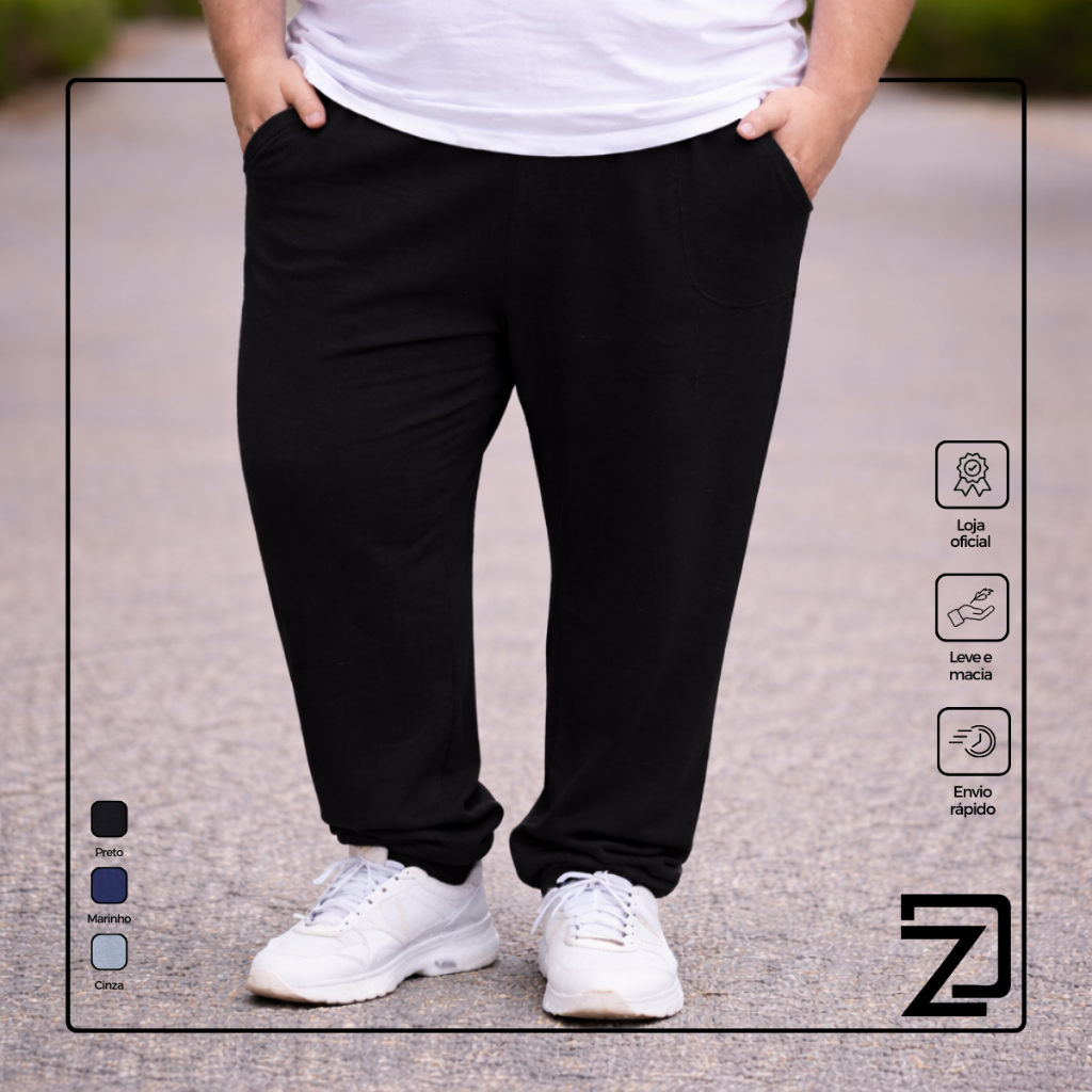 Calça Moletom Com Punho Plus Size Masculina em Oferta na Shopee