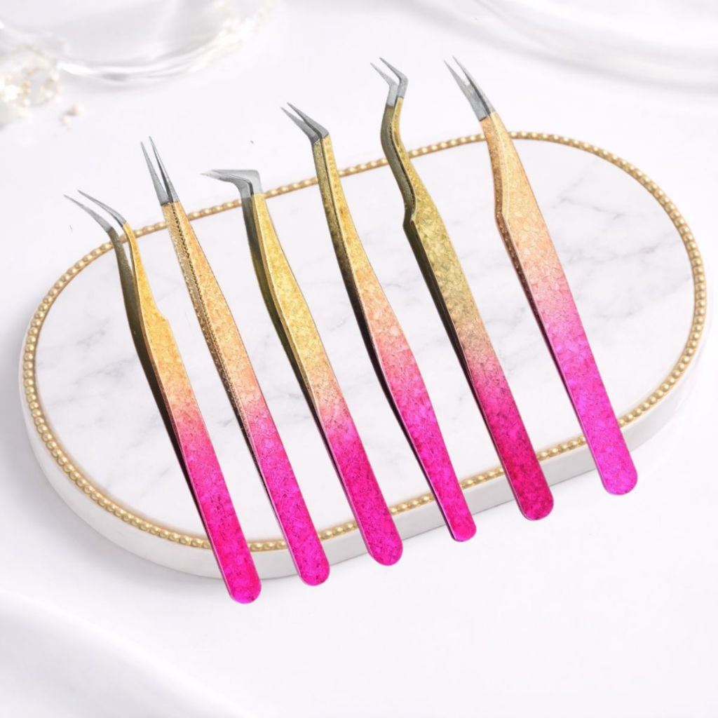 Kit Pinça de Cilios Gradiente Profissional para Extensão de Cílios – Vários Modelos