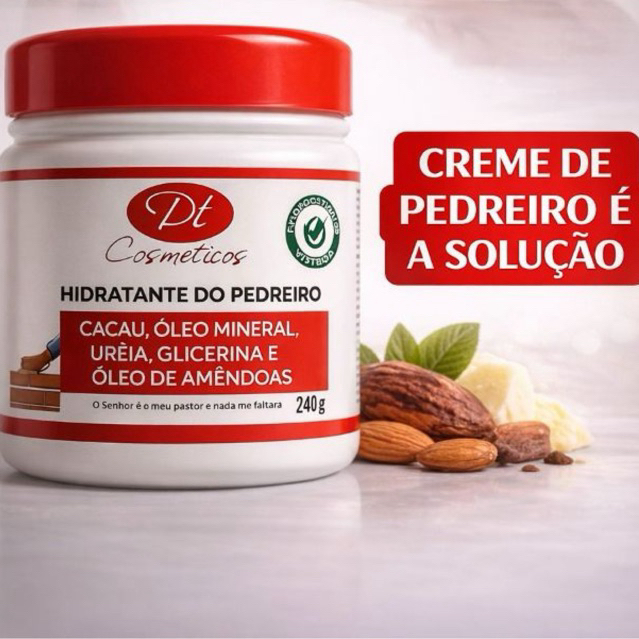 Creme de Pedreiro 500g para Pé Rachado Ressecado Hidrata Profundamente com Ureia Variações
