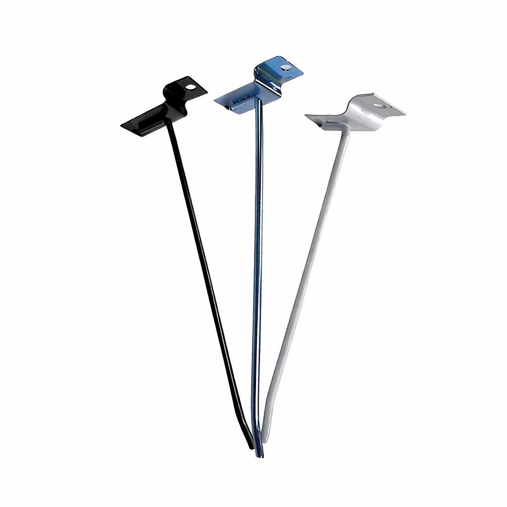 Kits De 100 Ganchos Expositores Branco Zincado e Preto Para Paineis Canaletados - Todos Os Tamanhos