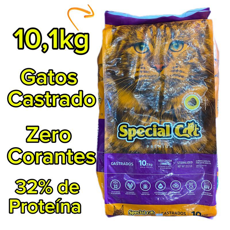 Ração para Gatos Premium Special Cat para Adultos Castrados Sterilized 10,1kg - Controle de Peso e Saúde Urinária