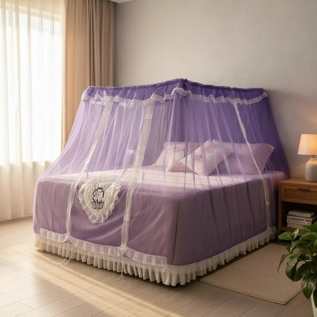 Mosquiteiro de Armação Aconchego De Coração Bordado Sem Armação casal solteiro e Queem linha Nobre, 1,65m x 7,60m