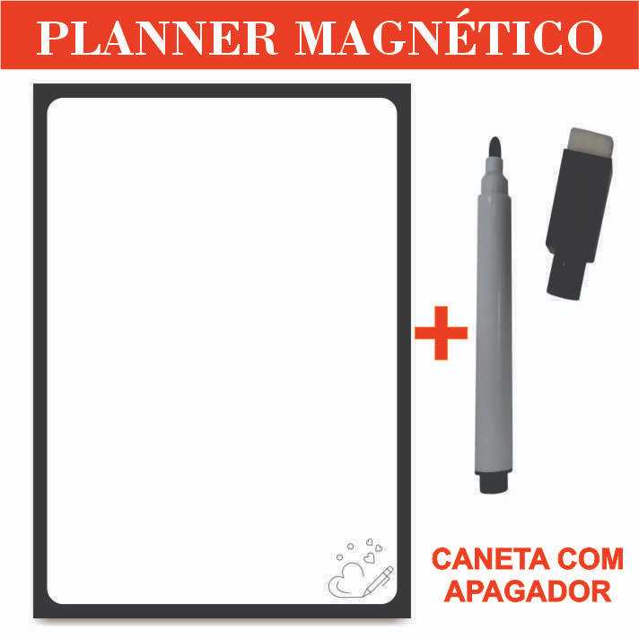 Imã de Geladeira Planner Semanal com Caneta Escreve e Apaga Magnético em Oferta na Shopee