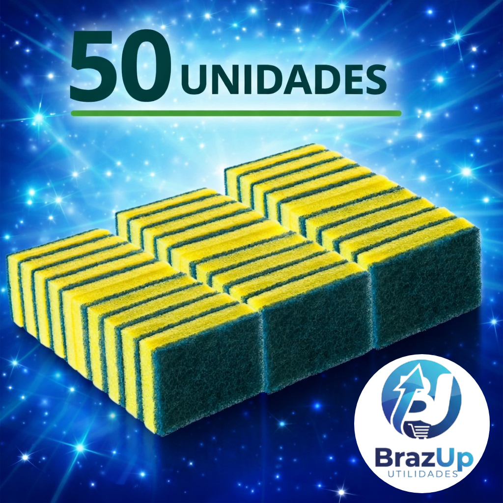 Esponjas de Lavar Louça e Limpezas em Gerais Buchas Multiuso- KIT 50 Unidades