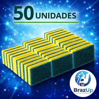 Esponjas de Lavar Louça e Limpezas em Gerais Buchas Multiuso- KIT 50 Unidades em Oferta na Shopee