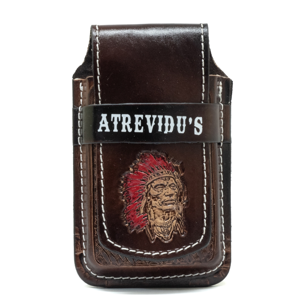 Bainha Porta Celular em Couro Legítimo Universal Índio Atrevidu's Country