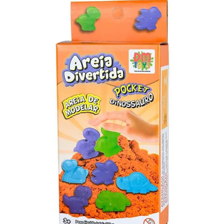 Areia divertida massinha 150g - opção e ntre moldes de dinossauro e Bichos
