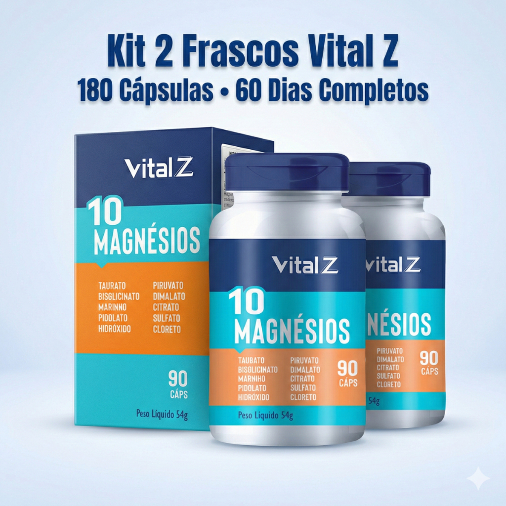 Kit 2x 3x 5x 10 Magnésios |  10 em 1 | 450 Cápsulas | Vital Z | Envio Imediato