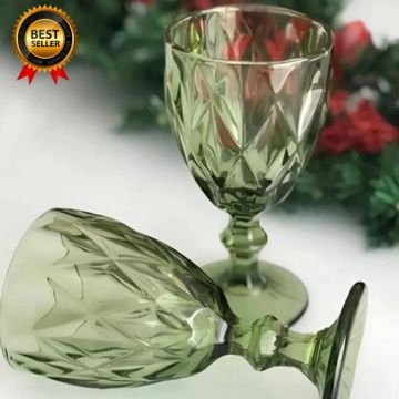 Jogo 2 Taças Diamante Diamond PREMIUM Vidro VERDE Agua Suco 330Ml em Oferta na Shopee