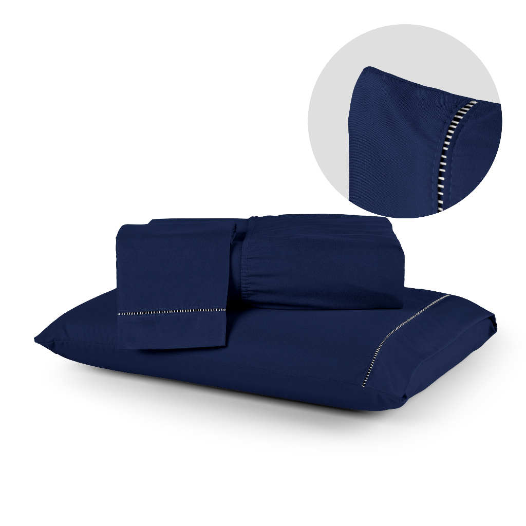 Kit Jogo de Lençol Cama Box Micropercal 400 fios Toque Macio com Fronhas Ponto Palito