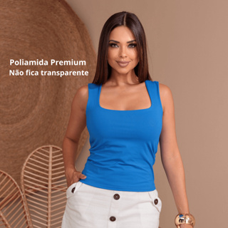 Regata Feminina Poliamida Premium Básica Elegante Casual em Oferta na Shopee