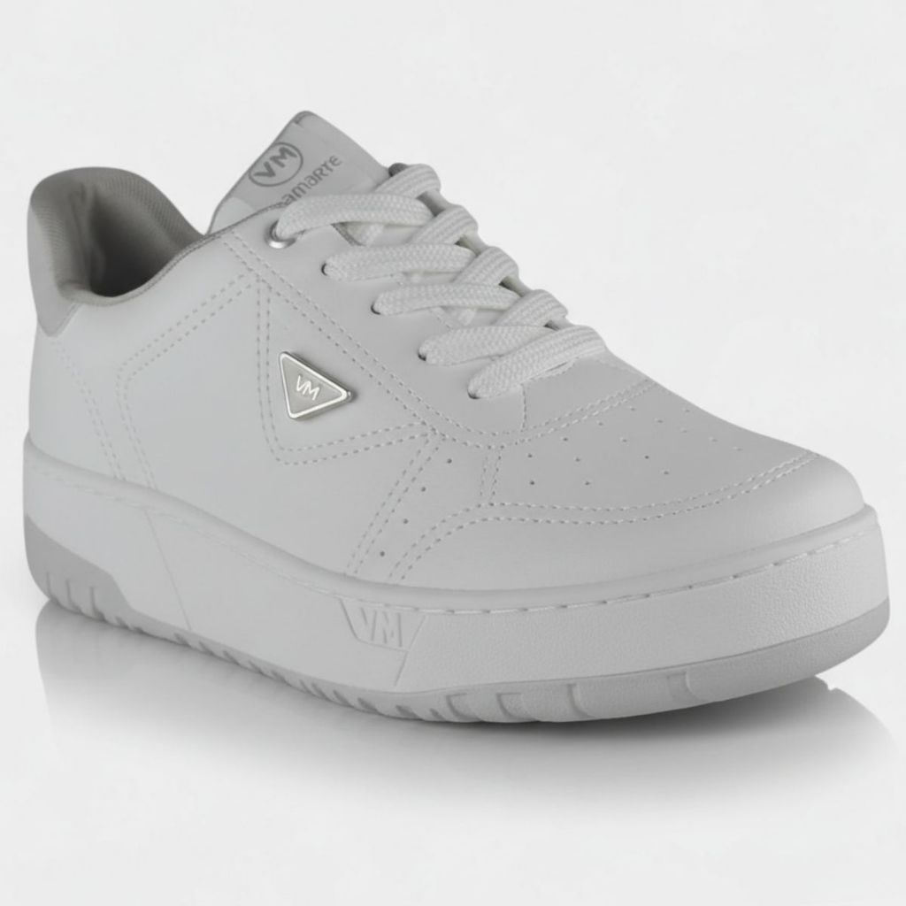 Tênis Via Marte Flatform Casual Feminino - Branco e Cinza