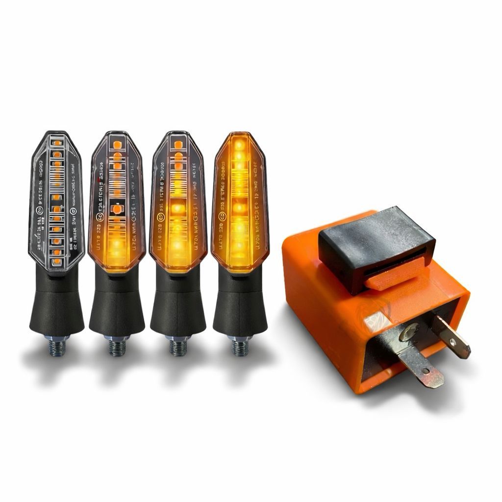 KIT 4 PISCA LED MOTO SEQUENCIAL TWISTER PARAFUSO + RELE REGULAGEM DE VELOCIDADE