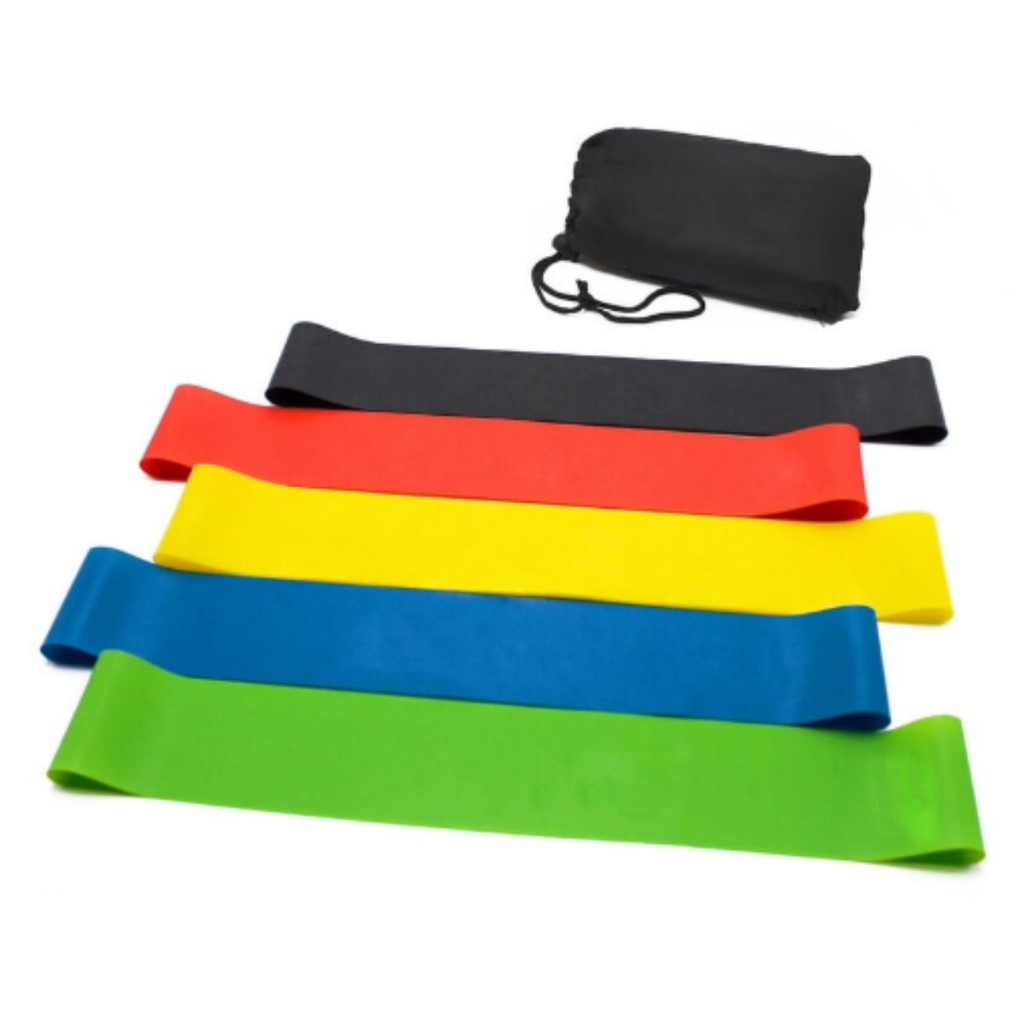 Kit Mini Band 5 Faixas Elásticas Musculação Funcional Pilates Fisioterapia