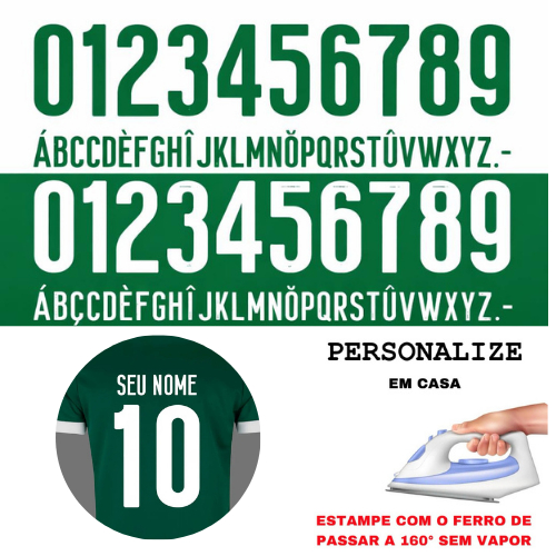 Personalizar Nome e Número Camisas de Time PAL Fonte Verde
