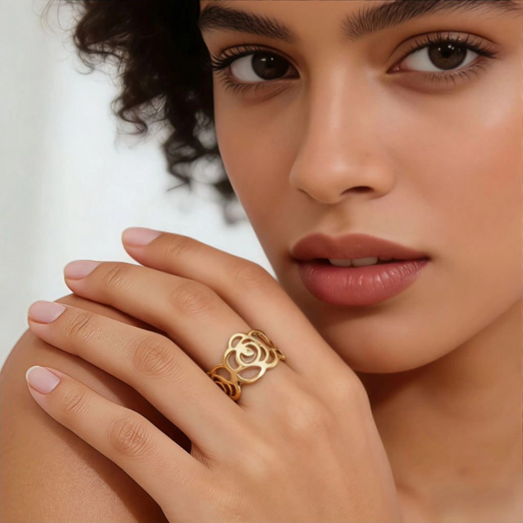 SHE  - Anel de Aço Inoxidável Camião de Rosa - Minimalista e Elegante