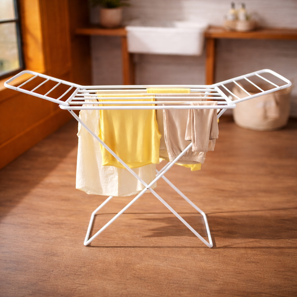 Varal Dobrável e Retrátil Slim Branco De Chão ou Teto - Reforçado em Oferta na Shopee