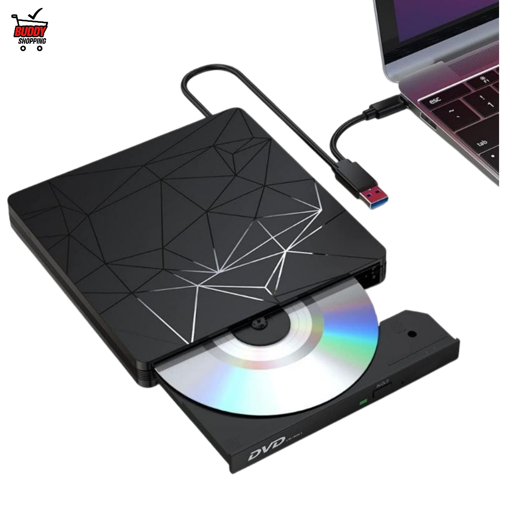 Leitor Gravador Disco Externo Portátil BTE USB 3.0 + Type C | Para Laptop PC em Oferta na Shopee