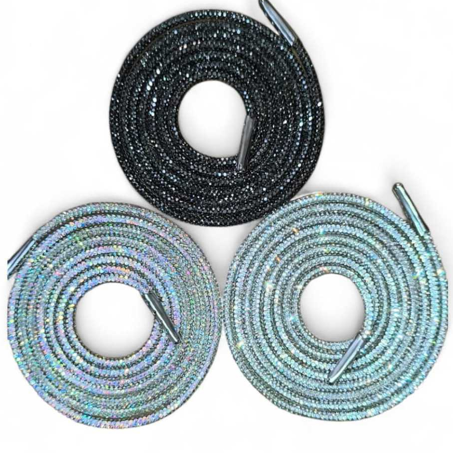 Cordão de Strass com Briho/Premium Tam:3mm (1 PAR) e com Ponteira de Metal ENVIO RÁPIDO