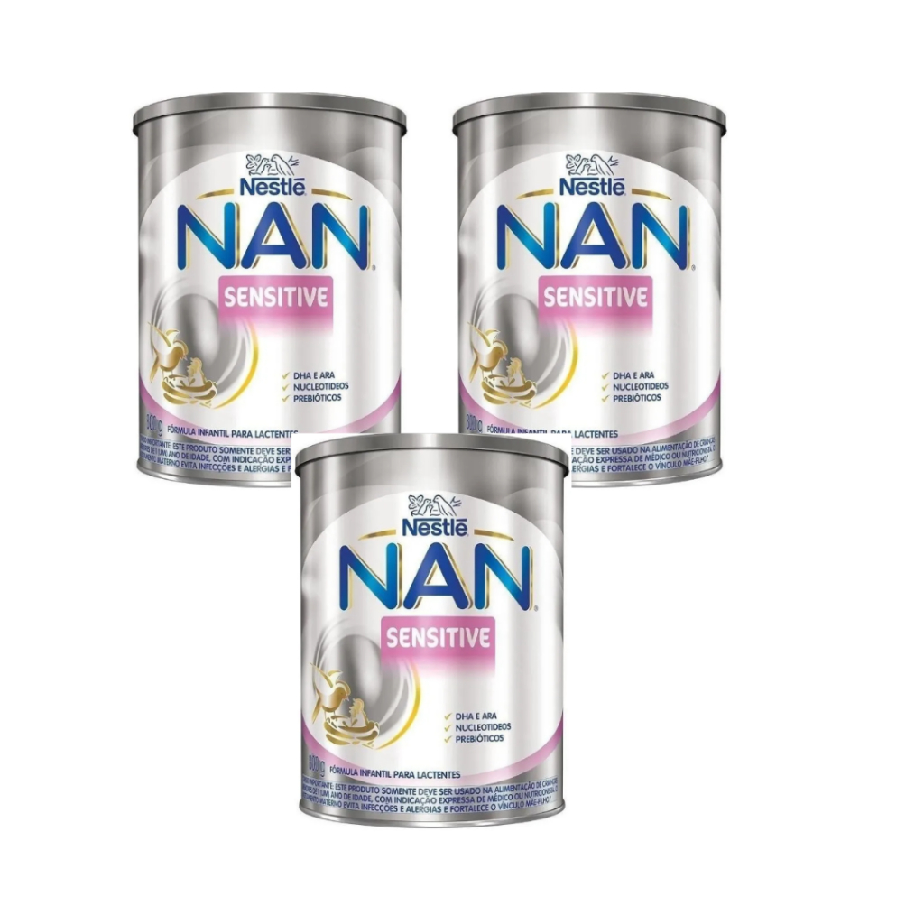 Kit C/3 Fórmula Infantil Em Pó Nestlé Nan Sensitive Sem Sabor