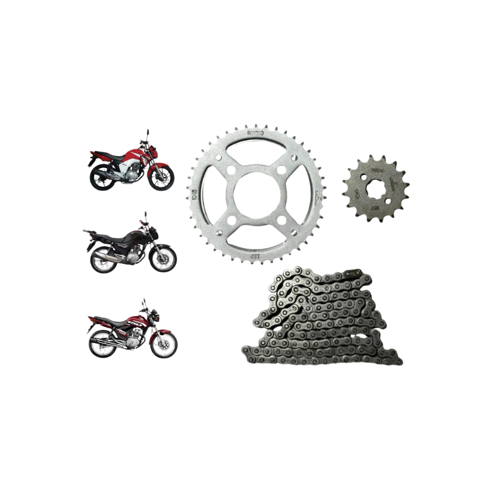 Kit Relação Coroa Corrente Pinhão Honda Titan Fan Start 150 e 160 2004 até 2024 em Oferta na Shopee