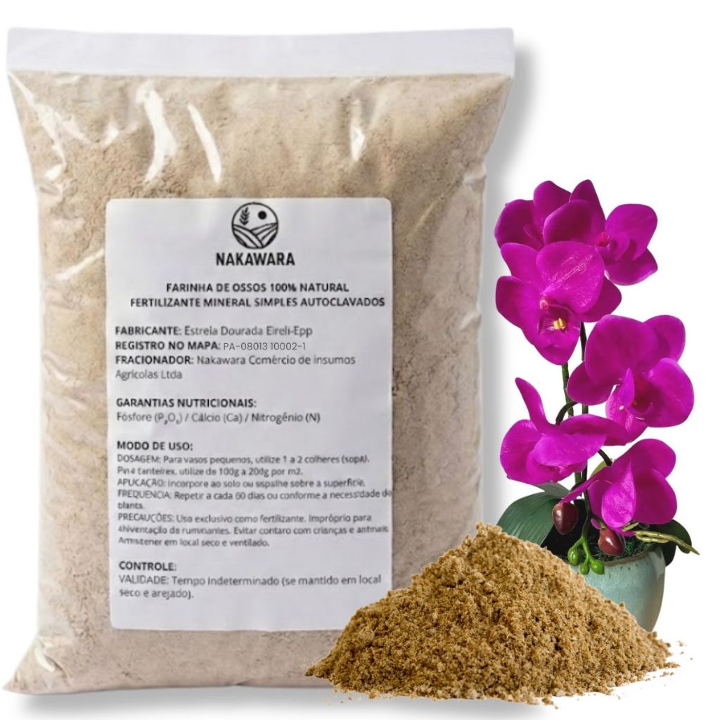 Farinha de Osso 100% Natural Fertilizante Mineral Adubo Plantas Flores Frutos Horta Jardim Orquideas em Oferta na Shopee