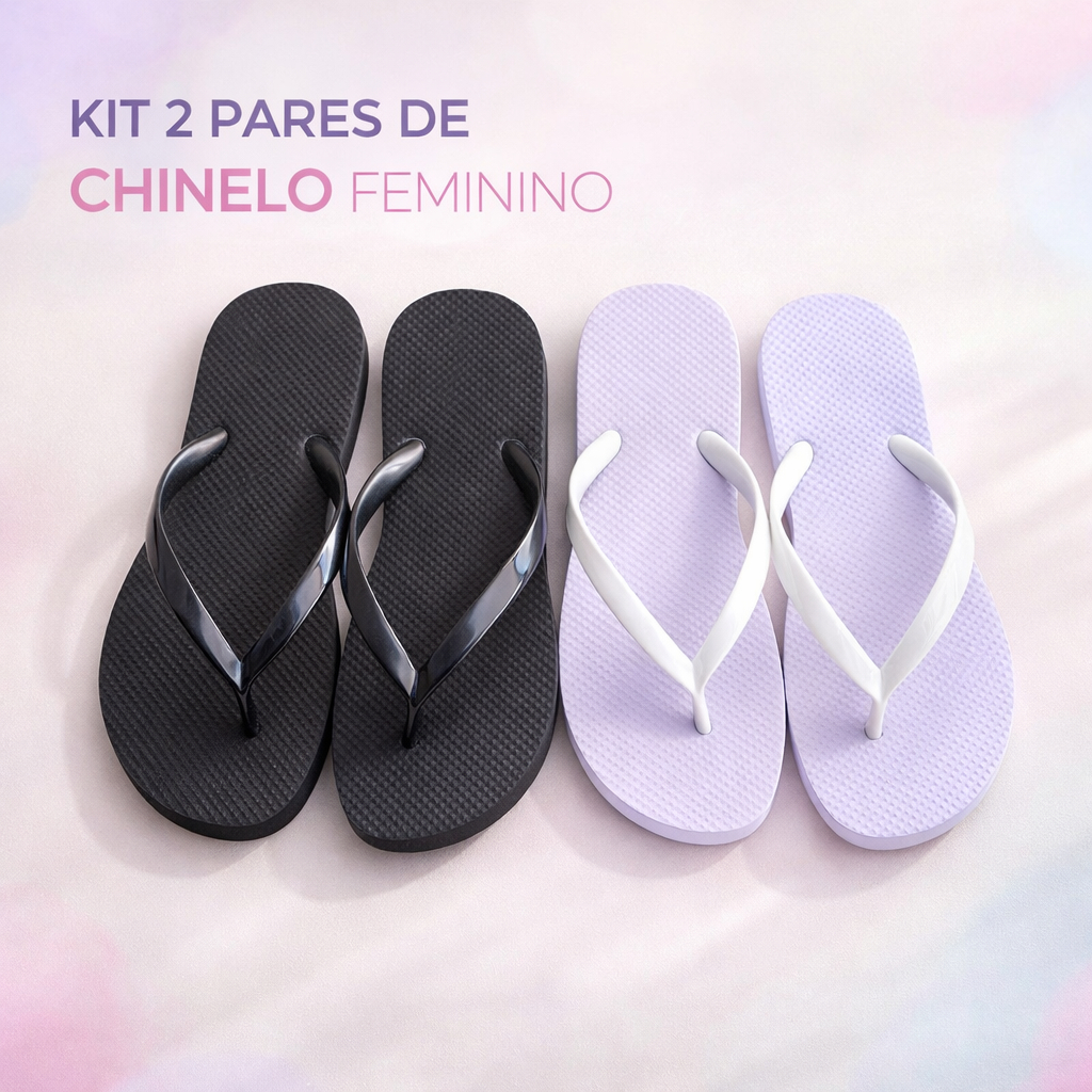 Kit 2 Chinelo Feminino Praia Confortável Leve Estiloso Versátil Moderna