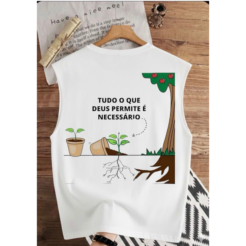 Regata Masculina Academia Algodão religiosa cristao 100% Estampada Premium Treino Fitness Casual Streetwear Verão