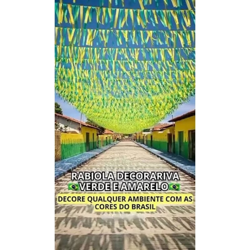 40 - 100 e 200 metros Rabiola Copa do Mundo Verde Amarela enfeite Brasil fitas verde amarela enfeites seleção fitilhos em Oferta na Shopee
