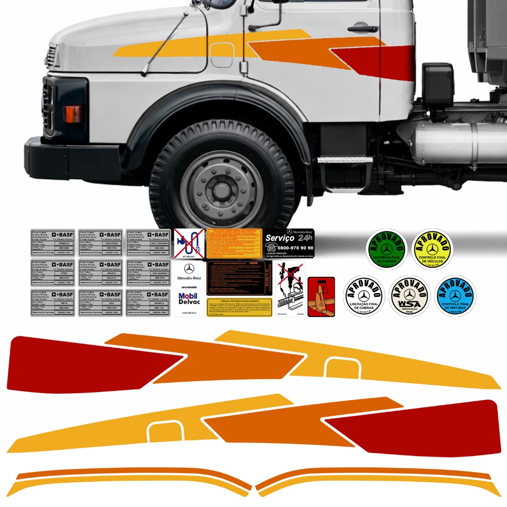 Kit Faixa Adesiva Porta Caminhão Mb 1113 1114 1313 2013 Vermelho
