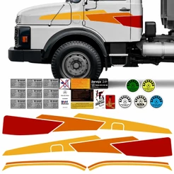 Kit Faixa Adesiva Porta Caminhão Mb 1113 1114 1313 2013 Vermelho