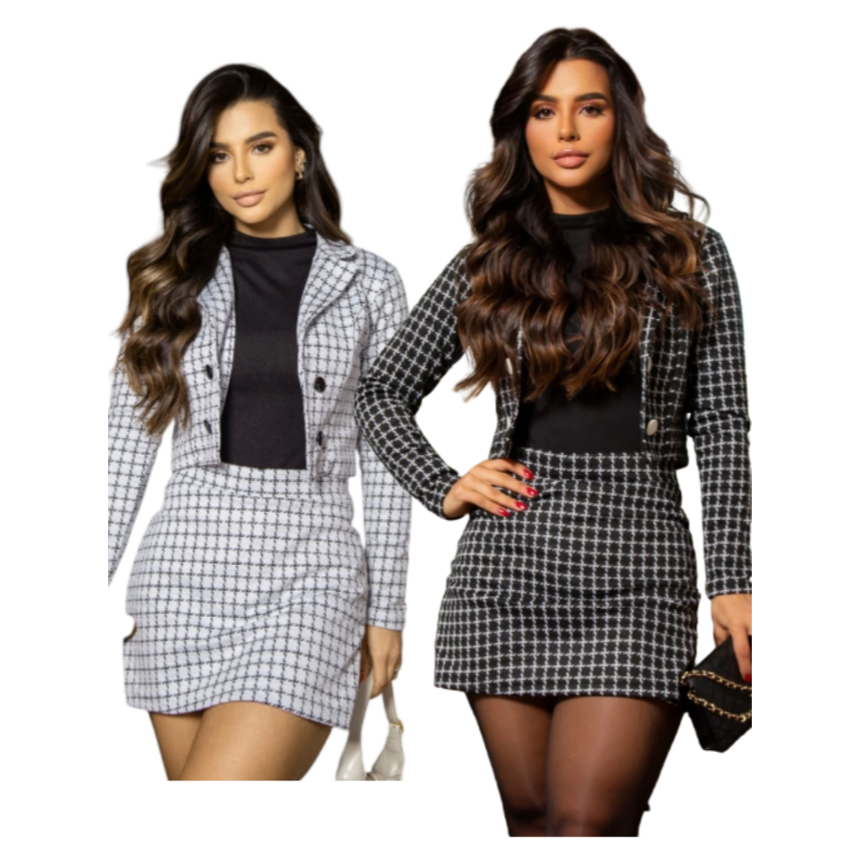 Conjunto feminino Monalisa Blazer E Short Saia Moda Feminina OUTONO ENVERNO 2026