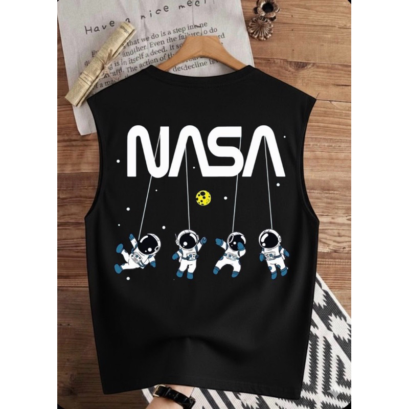 camiseta regata cavada estampada astronauta NASA tecido algodão prêmio camisa para o dia a dia verão cores vibrantes