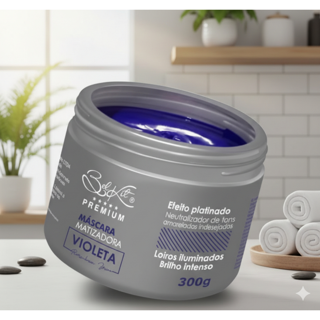 1 Kit Capilar Violeta Blond Matizador Belkit Cabelos Platinados Loiros e Grisalhos