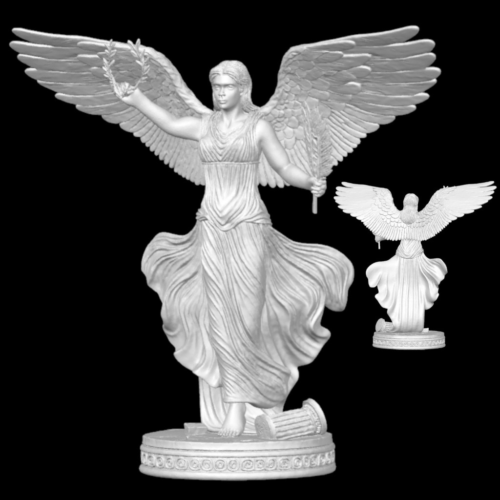 Estátua Deusa Nike Asas Abertas Escultura Impressa Em 3D Mitologia Grega