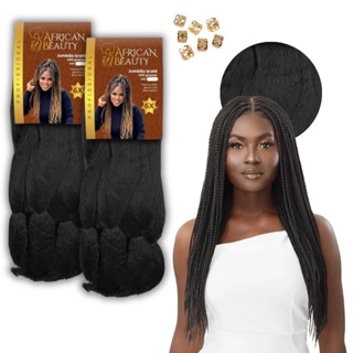 Kit 2 Jumbo African Beauty Cabelo P/trança + Agulha E Aneis Box Braids 400g em Oferta na Shopee