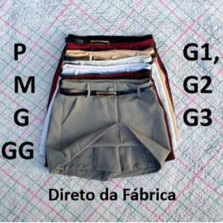 Short Saia em Alfaiataria com Cinto Feminino Elegante e Confortável, Look Chic Moda Casual e Social em Oferta na Shopee