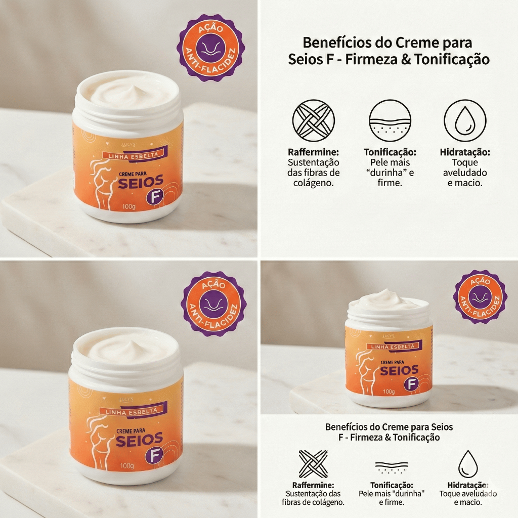 Creme Para Seios F Corporal Firmador e Tonificante Efeito Up Antiflacidez Raffermine Lucy's 100g