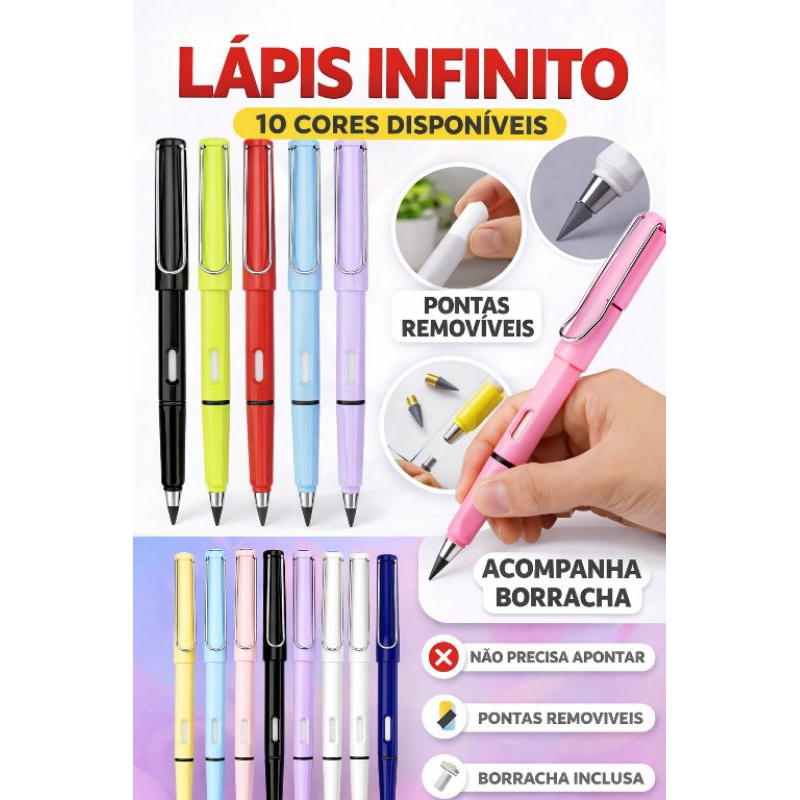 Lápis Infinito| Escrita Suave e Duradoura Descubra a nova tecnologia do lápis infinito, ideal para estudantes