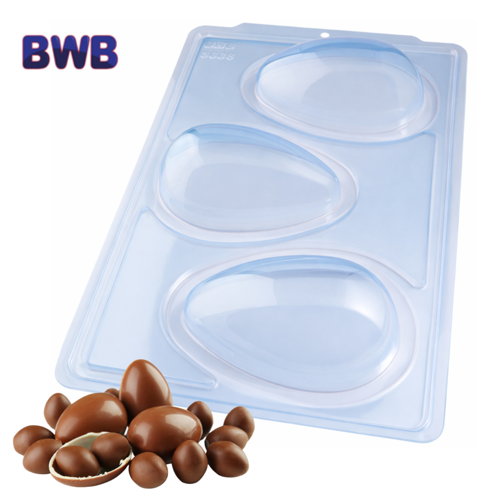 Forma Ovo de Páscoa Casca Lisa 30g 50g 100g 150g 250g 350g 500g Semiprofissional 3 partes (c/ Silicone) - BWB em Oferta na Shopee