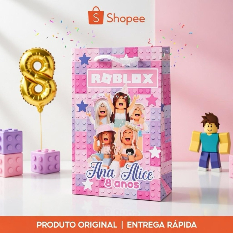 Sacolinha Surpresa Personalizada Lembrancinha de Aniversário Roblox Festa Infantil