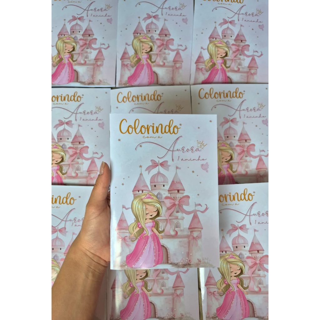 Livrinho de Colorir Princesa Aurora Personalizado | Nome e Idade | Lembrancinha Festa Infantil Menina | Atividade
