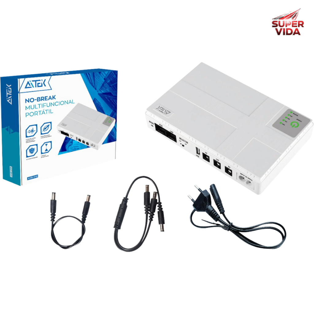 No-Break Portátil 10400mAh Múltiplas Saídas USB/DC/POE para Roteador e Câmera de