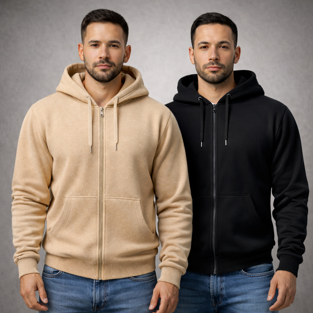 Kit 2 Moletons Ou Uma Uni Com Zíper E Capuz Bolso Jaqueta  Casaco Blusa De Frio Masculina Flanelado