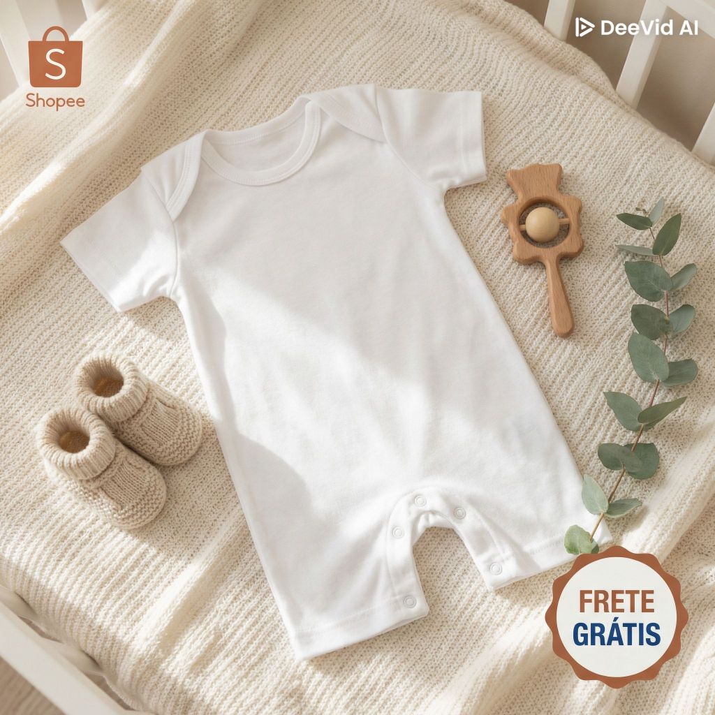 Body Macacão Curto Bebê Liso Algodão Ideal para o Dia a Dia em Oferta na Shopee