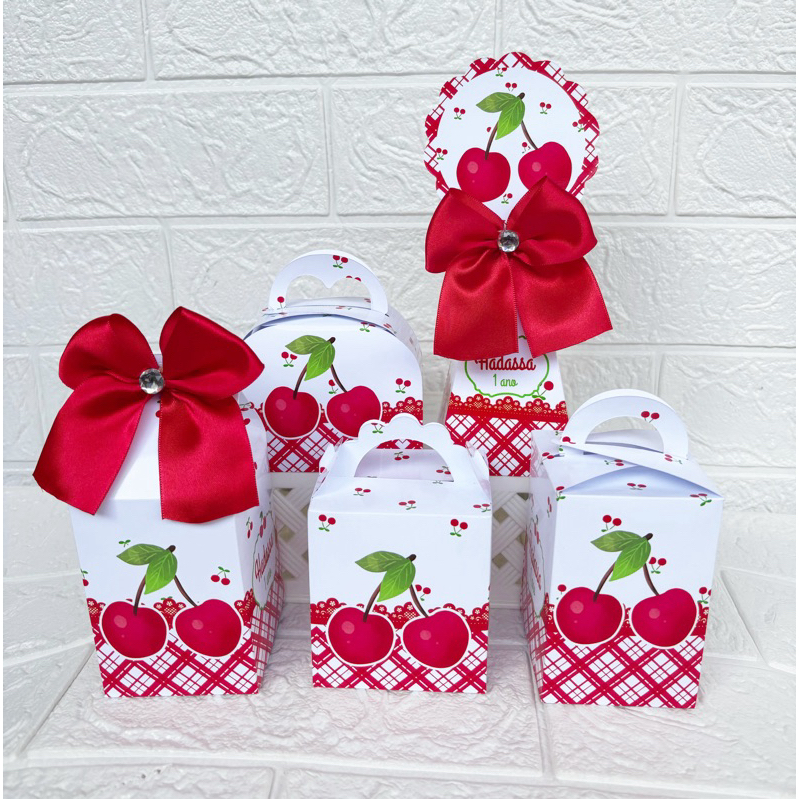 Kit caixinhas Personalizadas Cerejinha PEGUE E MONTE / lembrancinhas / festa infantil