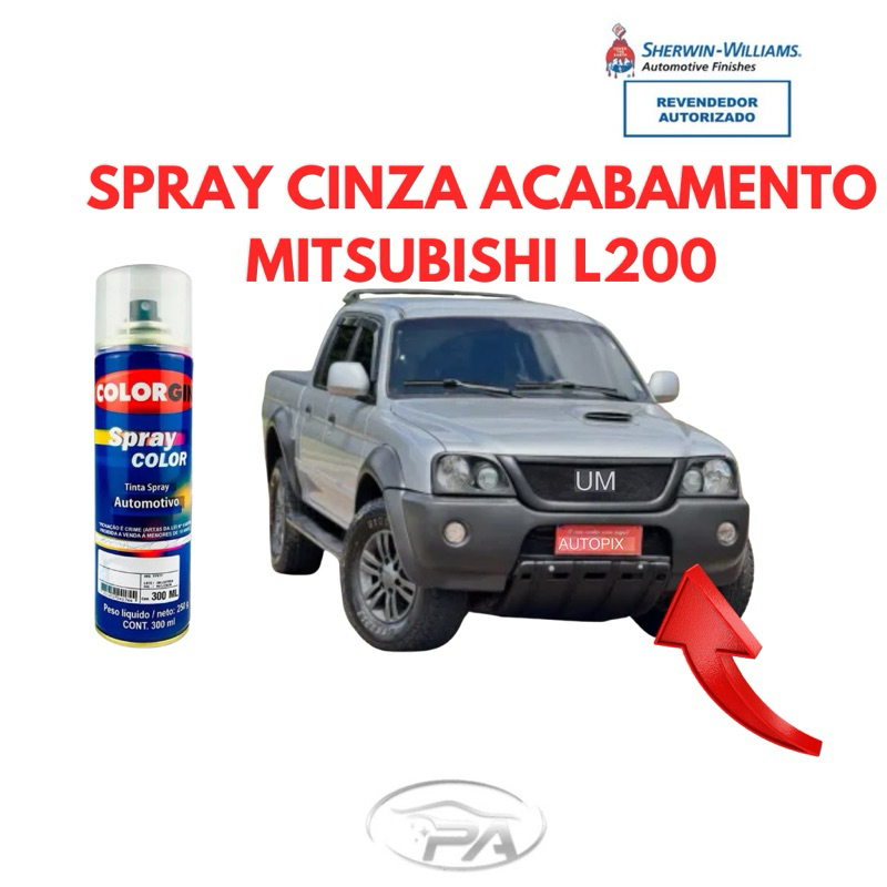 Tinta Spray 300ml Cinza Acabamento L200 Triton Outdoor Mitsubishi – Para-choque e Acabamentos Externos